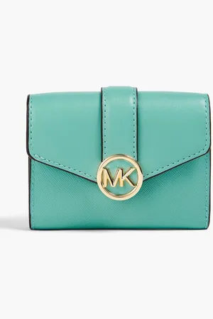 Michael Kors Carmen faux smooth and pebbled-leather wallet - Green