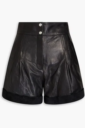 IRO Suede-trimmed leather shorts