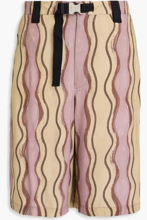 Jacquemus Belted printed woven shorts - Purple