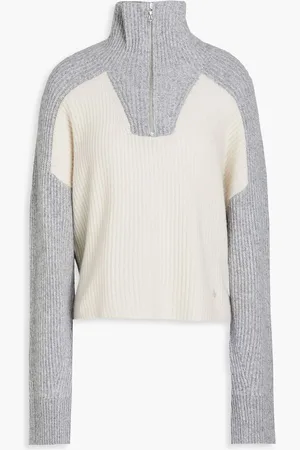 RAG&BONE Pierce two-tone ribbed cashmere half-zip sweater