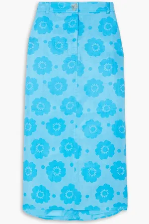 REJINA PYO Eunice floral-print Lyocell midi skirt - Blue