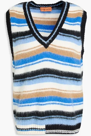 STINE GOYA Roberta striped knitted vest - Blue