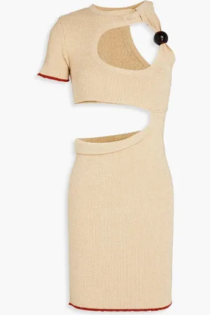 Jacquemus Brilho cutout metallic ribbed-knit mini dress - Metallic