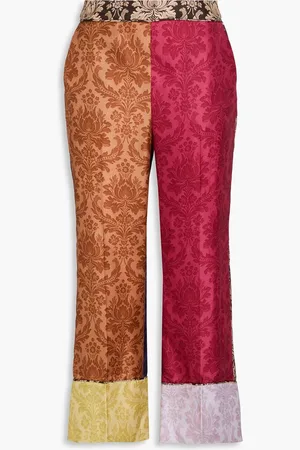 ZIMMERMANN Cropped printed silk-satin bootcut pants