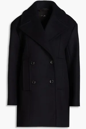 Maje Double-breasted wool-blend felt coat - Blue