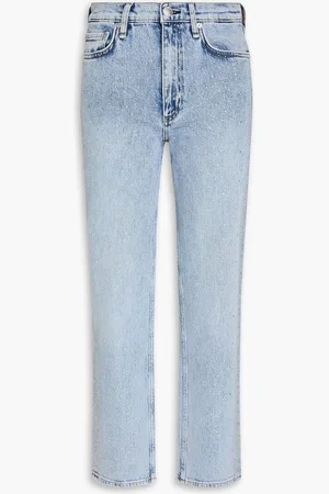 RAG&BONE Harlow cropped crystal-embellished high-rise straight-leg jeans - Blue