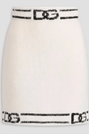 Dolce & Gabbana Jacquard-knit alpaca-blend mini skirt - White