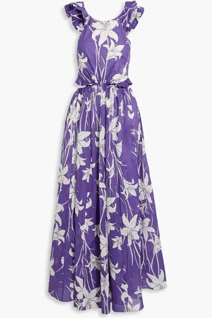 ZIMMERMANN Ruffled cutout floral-print cotton-voile maxi dress