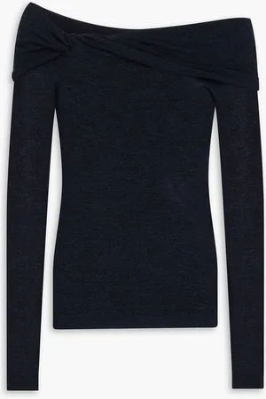 AUTUMN CASHMERE Off-the-shoulder twisted cashmere top - Blue