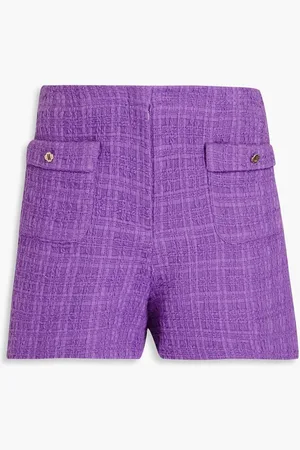 Maje Button-embellished cotton-tweed shorts