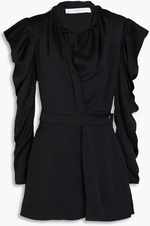 IRO Gathered satin-crepe playsuit