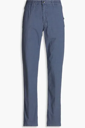 SLOWEAR Incotex slim-fit gingham cotton-blend chinos - Blue