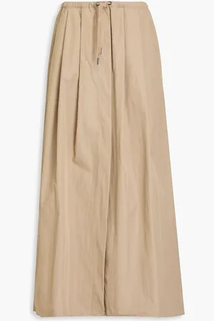 Brunello Cucinelli Pleated cotton-gabardine maxi skirt - Neutral