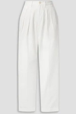 ALEX MILL Pleated linen, TENCEL™ and cotton-blend tapered pants - White