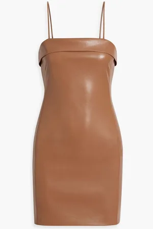 ALICE+OLIVIA Alice Olivia - Kelly faux leather mini dress - Brown