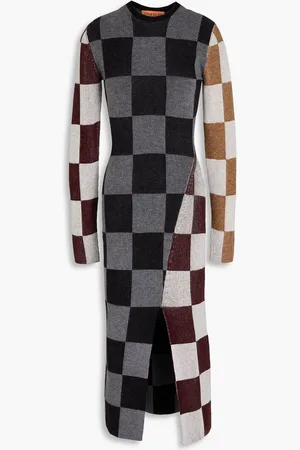 STINE GOYA Checked jacquard-knit midi dress