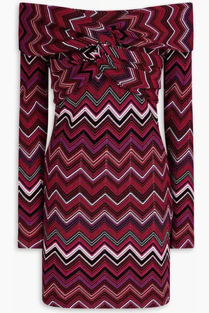 Missoni Off-the-shoulder twisted jacquard-knit mini dress - Red