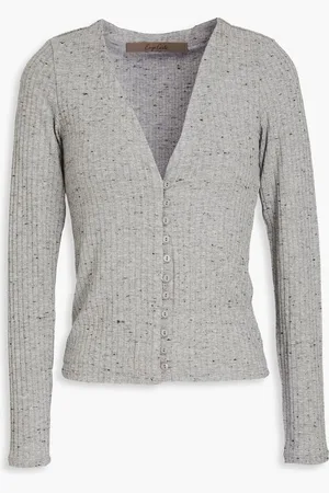 ENZA COSTA Donegal ribbed-knit cardigan - Gray