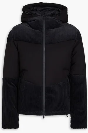 Emporio Armani Quilted corduroy-paneled twill hooded down jacket