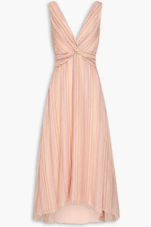 Derek Lam Anna twisted striped linen and silk-blend gauze midi dress - Orange