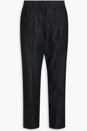 Brunello Cucinelli Bead-embellished high-rise tapered jeans