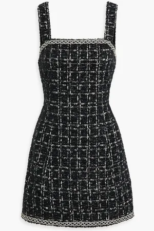 ALICE+OLIVIA Alice Olivia - Liran crystal-embellished bouclé-tweed mini dress