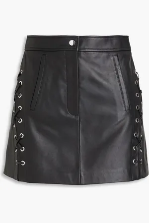 Maje Lace-up leather mini skirt