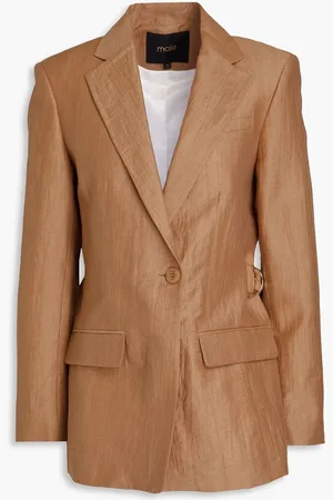 Maje Crinkled-twill blazer - Brown