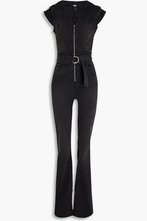 Paige Laurel Canyon belted denim jumpsuit - Gray