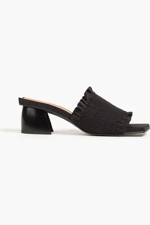 Ganni Shirred satin mules