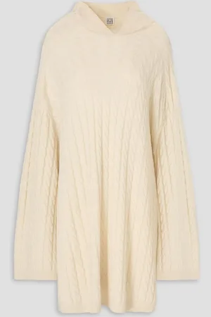 Totême Oversized cable-knit wool and cashmere-blend turtleneck sweater - White