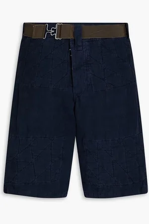 Maison Margiela Belted linen shorts - Blue