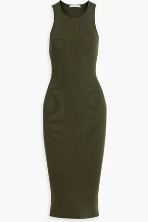 ALICE+OLIVIA Alice Olivia - Wright ribbed wool-blend midi dress - Green