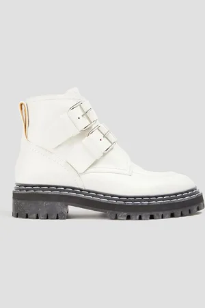 Proenza Schouler Buckled leather ankle boots - White