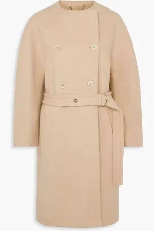 Chloé Double-breasted belted wool-blend felt coat - Neutral