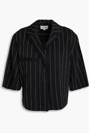 Loulou Studio Lago cropped pinstriped twill shirt