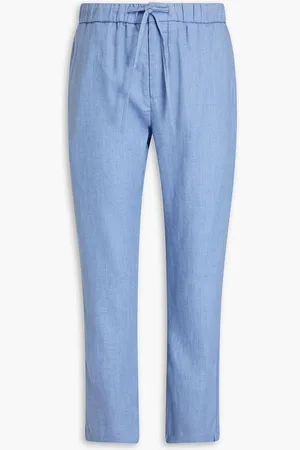 Frescobol Carioca Oscar linen and cotton-blend drawstring pants - Blue