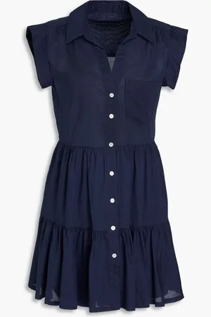 VERONICA BEARD Trisha tiered cotton-poplin mini shirt dress - Blue