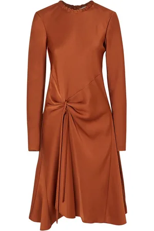 Chloé Draped satin-crepe midi dress - Brown