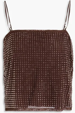 Alexander Wang Embellished tulle top - Brown