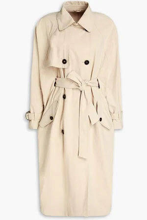 Brunello Cucinelli Bead-embellished canvas trench coat - Neutral