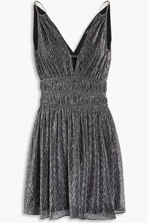 Maje Gathered lamé mini dress - Metallic
