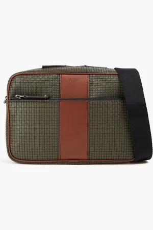 SERAPIAN East West embossed coated-canvas messenger bag - Green