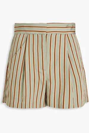 VERONICA BEARD Elbe striped twill shorts - Green
