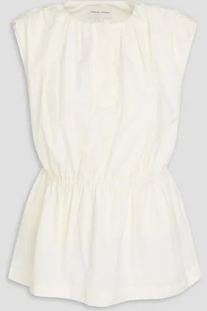 Loulou Studio Athena cotton and silk-blend poplin top - White