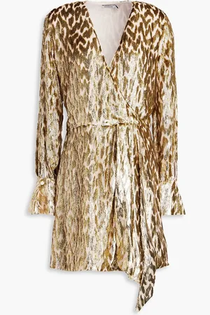 Simkhai Camryn wrap-effect metallic fil coupé Lurex and silk-blend mini dress - Metallic
