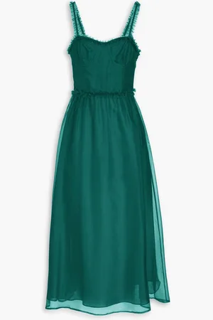 ULLA JOHNSON Gisele ruffled silk-organza midi dress - Green