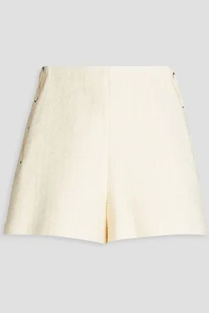 Maje Lace-up cotton-blend shorts - White
