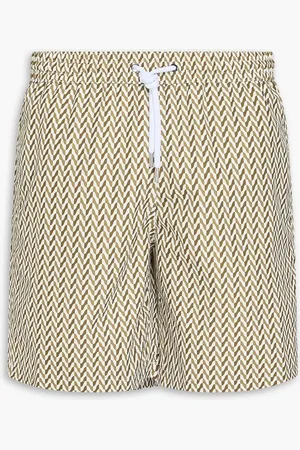 Frescobol Carioca Copacabana mid-length herringbone swim shorts - Green