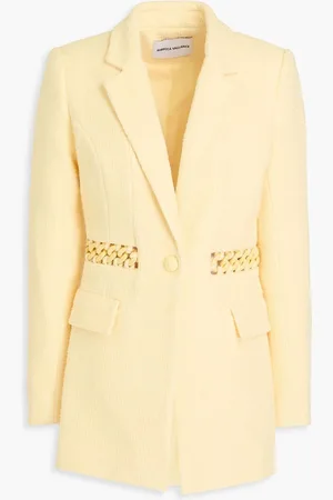 Rebecca Vallance Claire chain-embellished bouclé-tweed blazer - Yellow